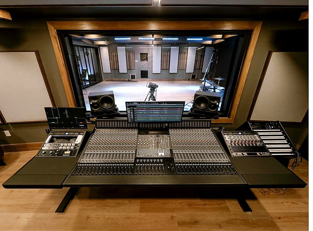 Studio 18 control room looking into the live room
